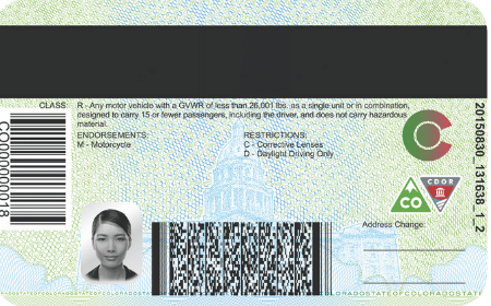 Back of a colorado drivers license